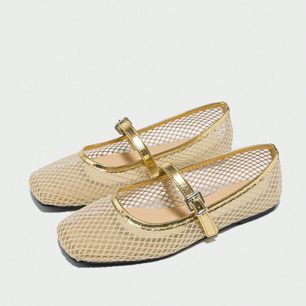 Gold Bohemian Women's Ballet Flats - Picture 7 of 7
